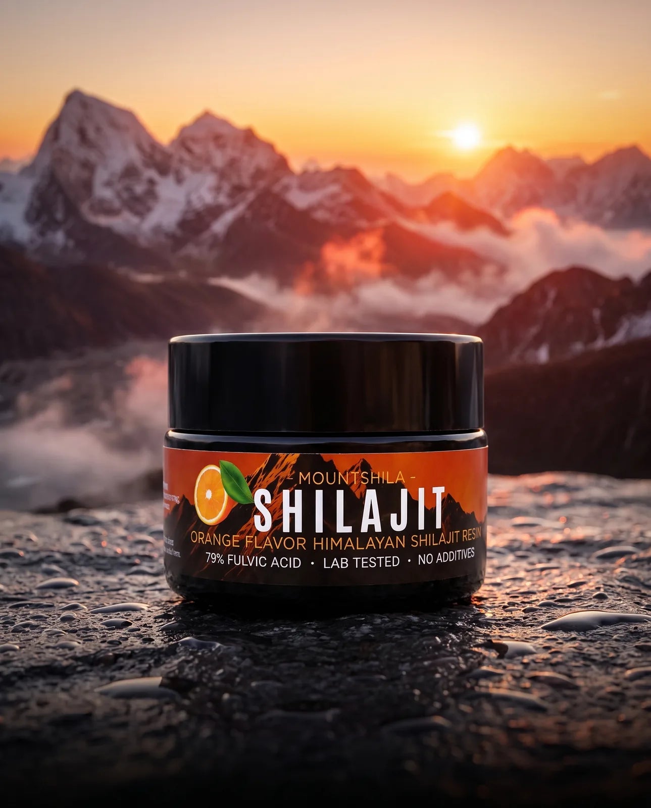 Orange jar at sunrise in the Himalayas